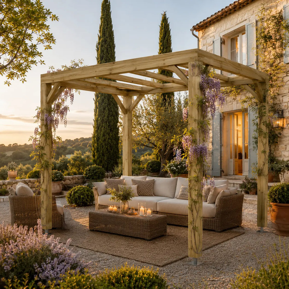 Valentine - Pergola bois naturel 2x3