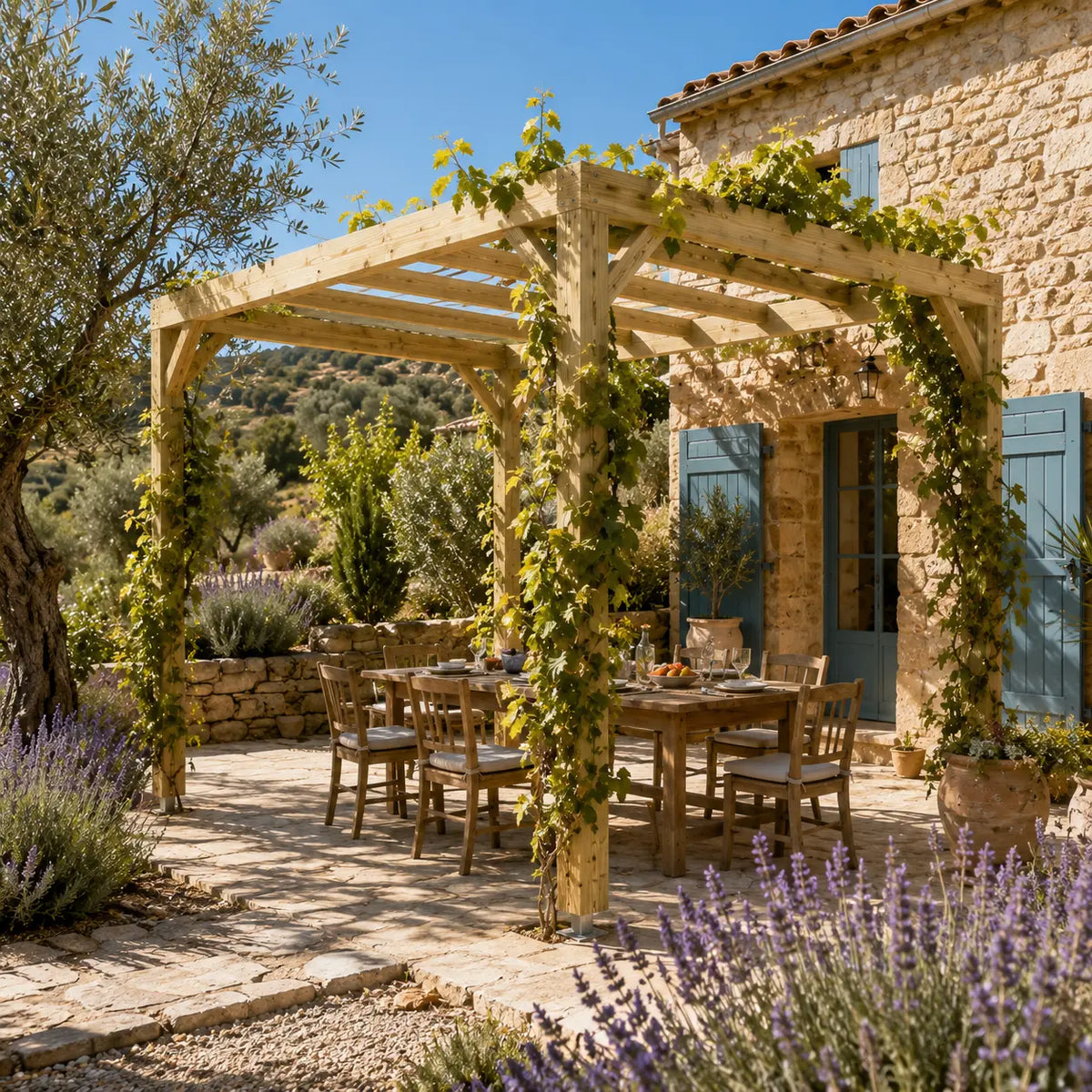 Valentine - Pergola bois naturel 2x3
