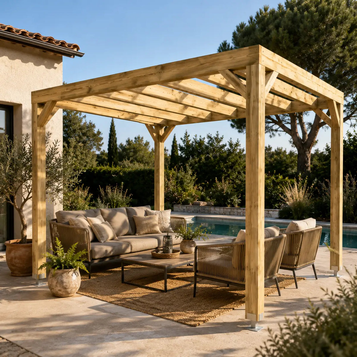 Valentine - Pergola en bois naturel 3x3
