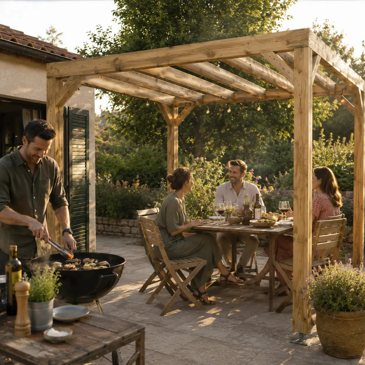 Valentine - Pergola en bois naturel 3x3