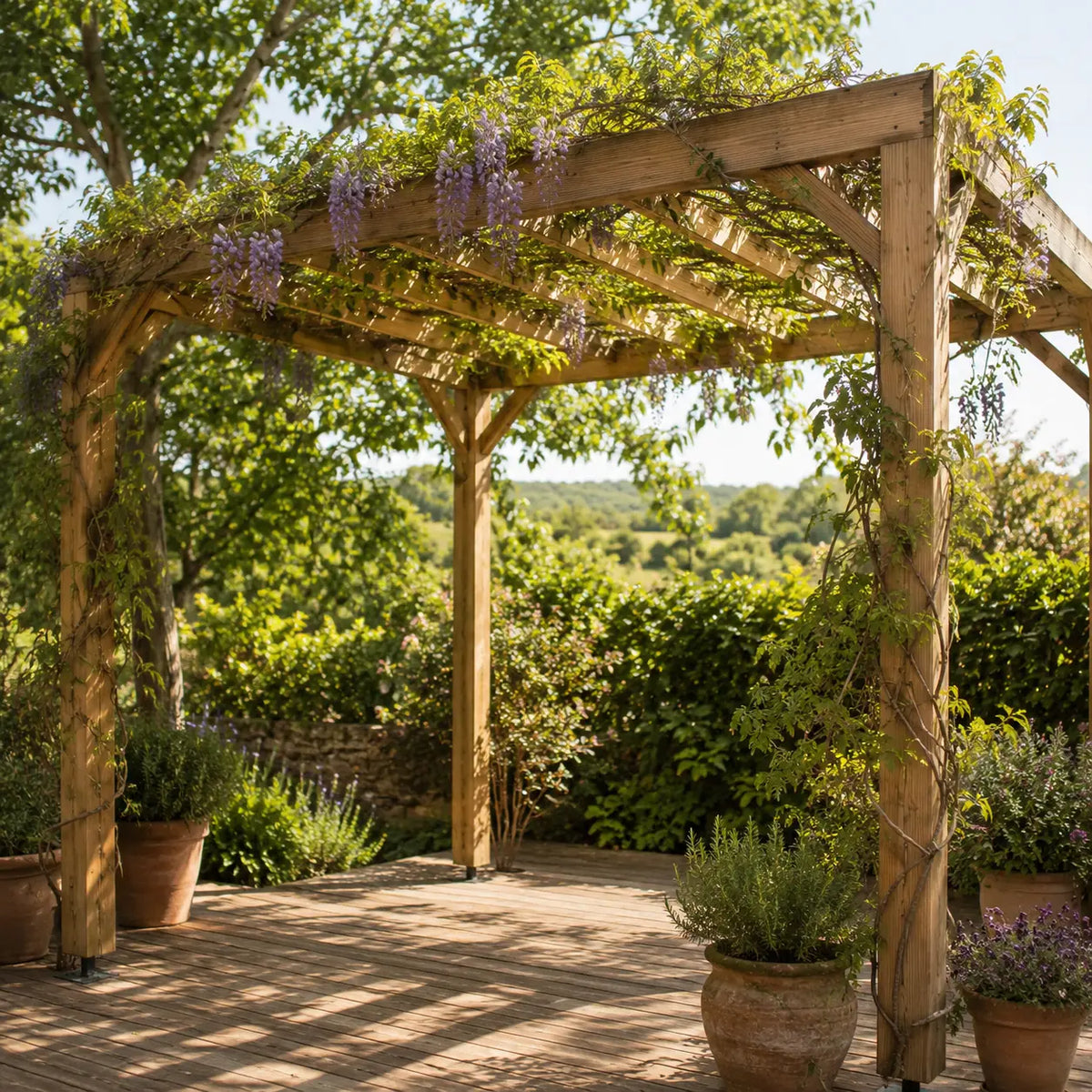 Valentine - Pergola en bois naturel 3x3