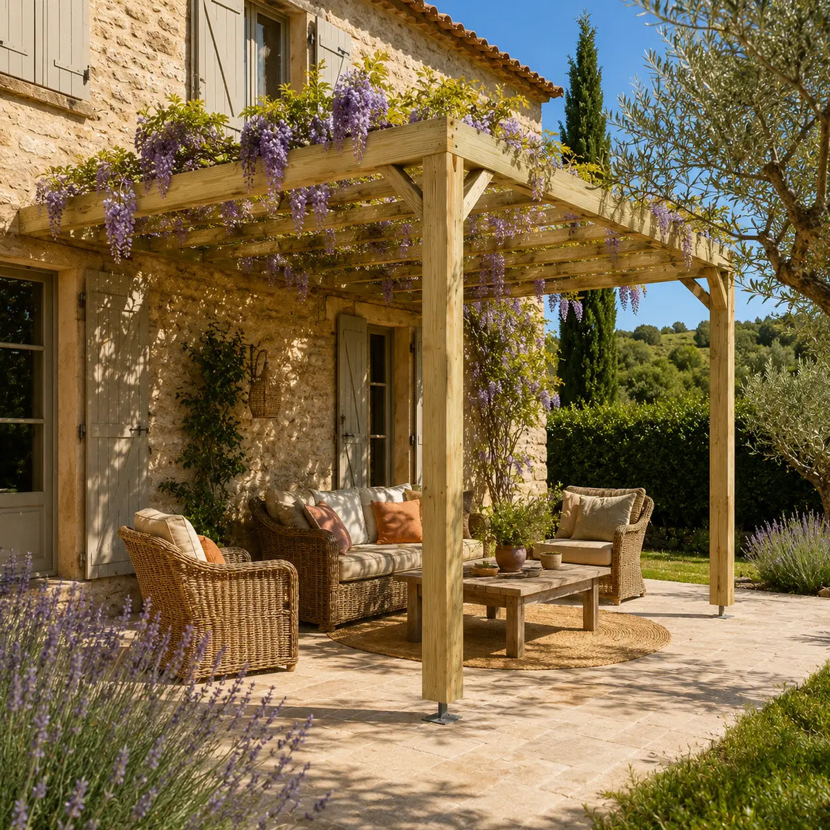 Valentine - Pergola adossée bois 3x3