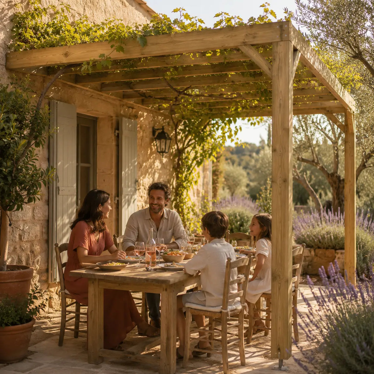 Valentine - Pergola adossée bois 3x3