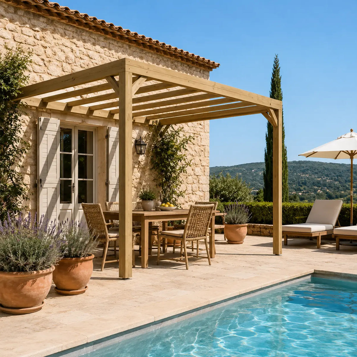 Valentine - Pergola adossée bois 3x3