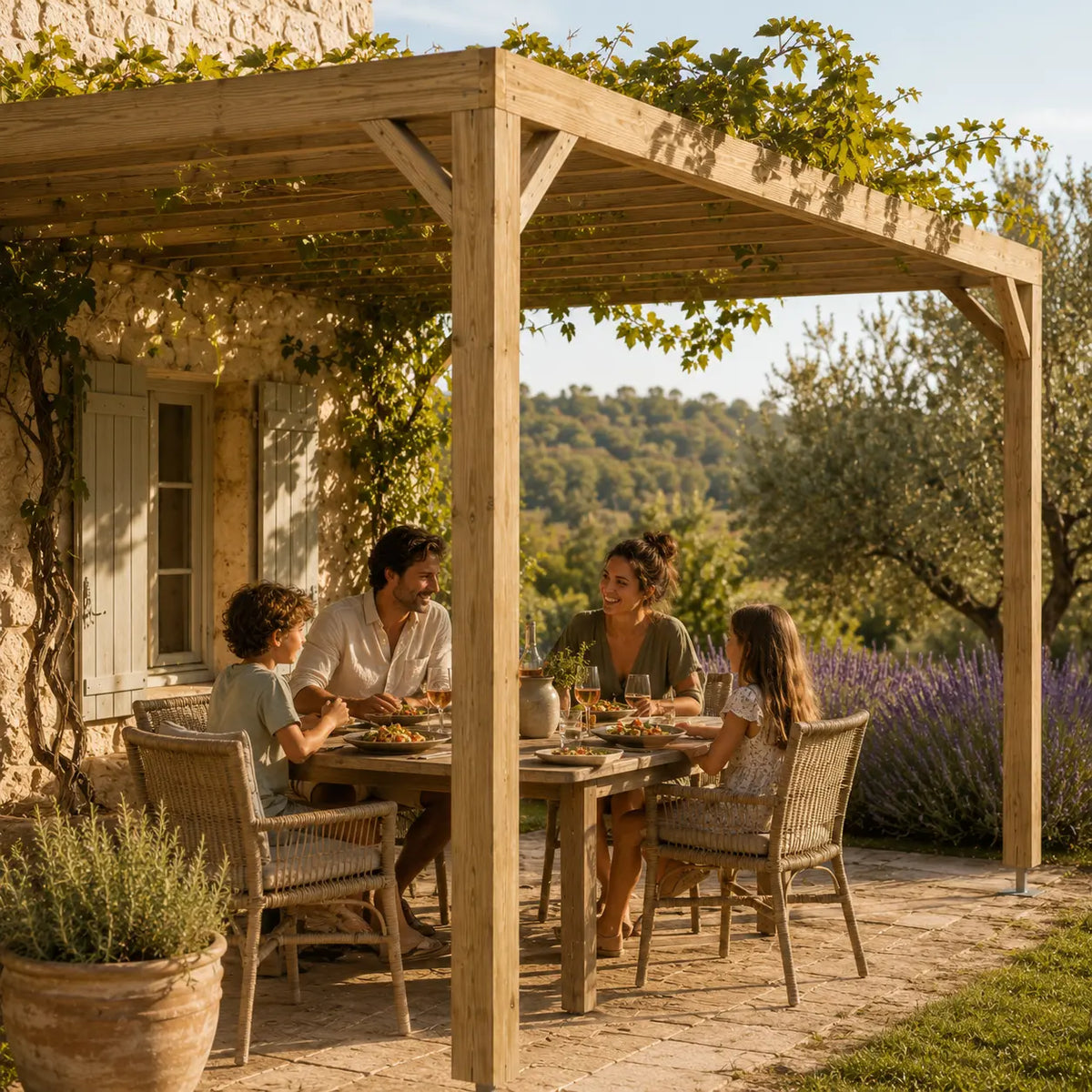 Valentine - Pergola adossée bois 3x4