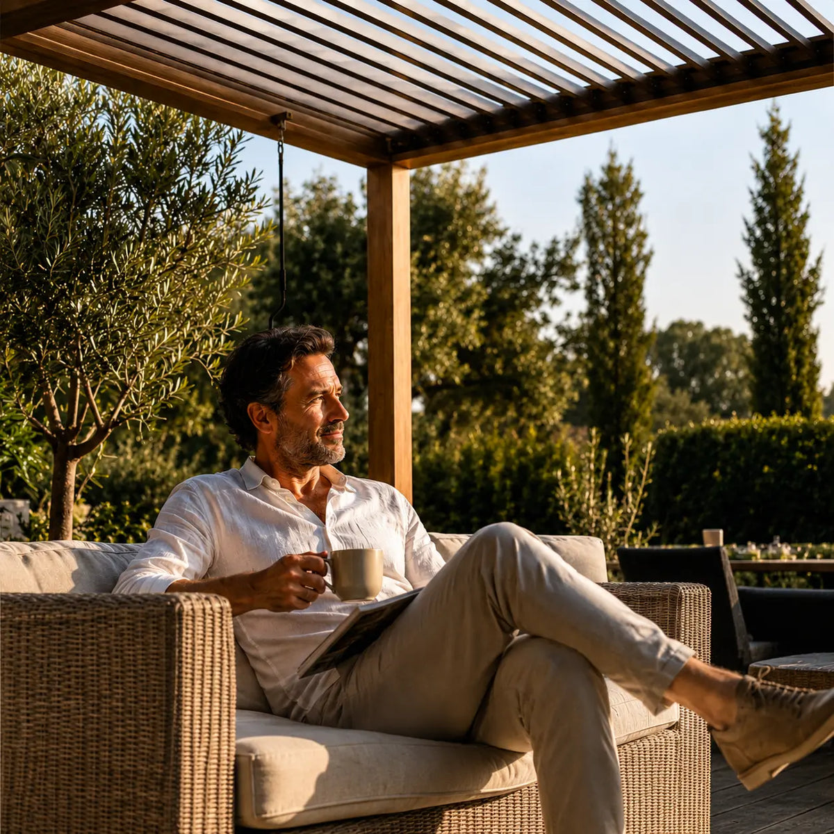Jade - Pergola bioclimatique 3x3 effet bois