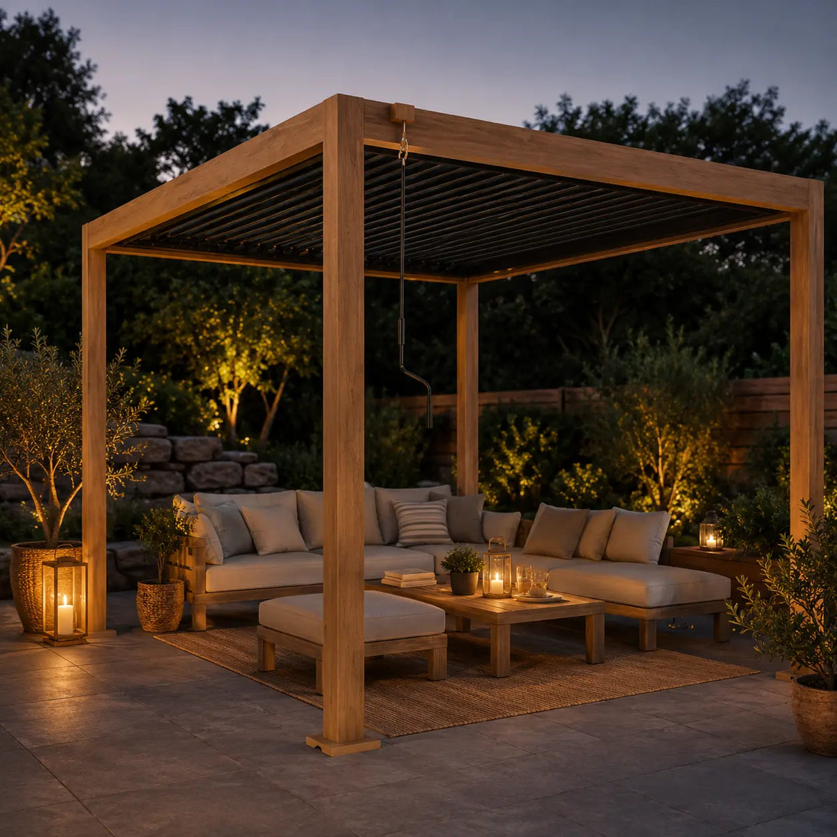 Jade - Pergola bioclimatique 3x3 effet bois