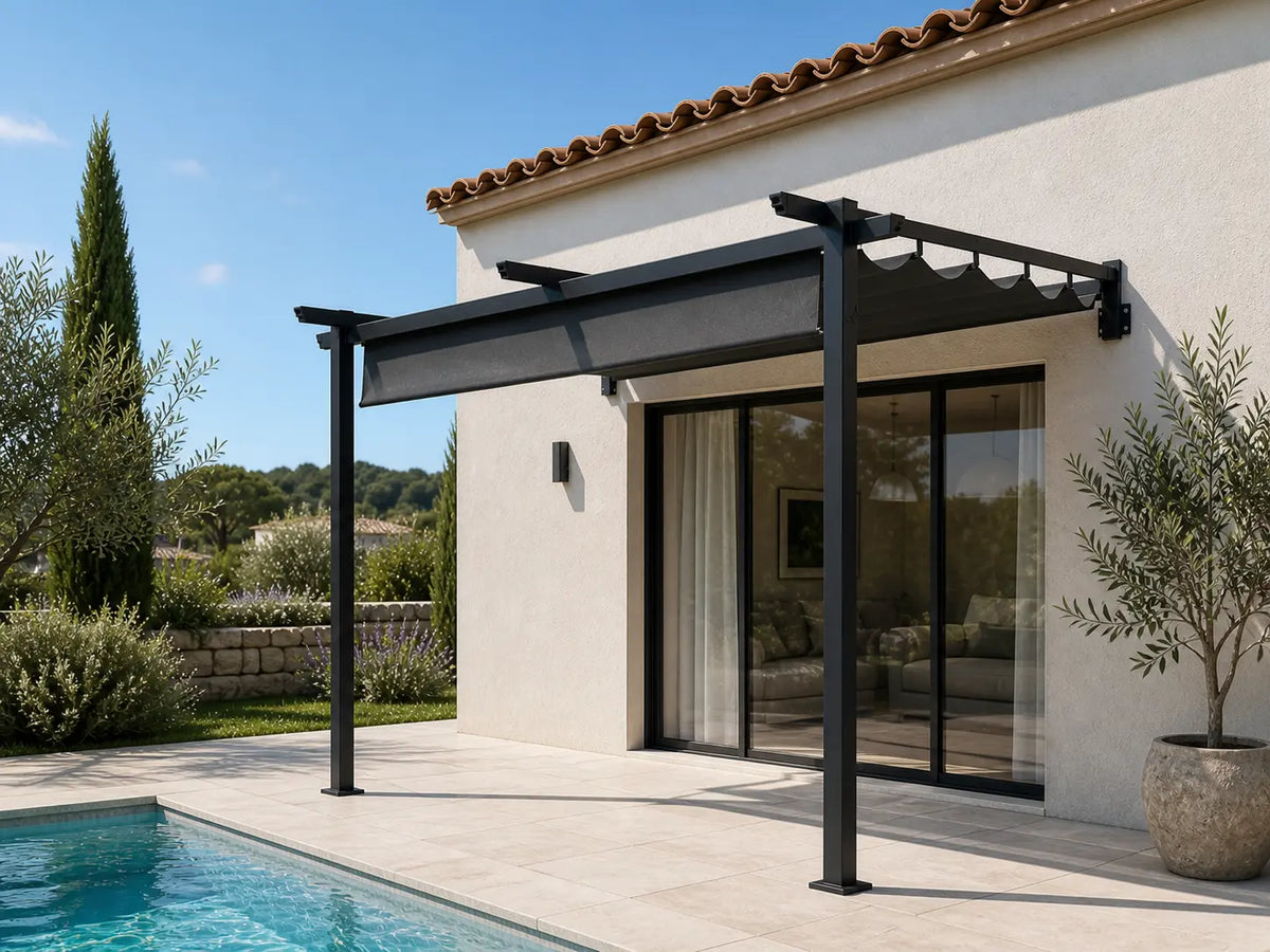 Zoé. Pergola adossée 3x3